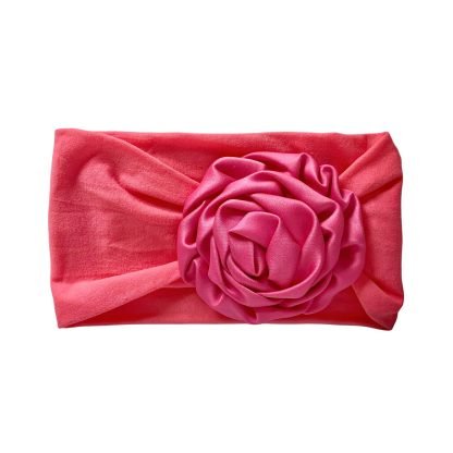 Fascia rosa in jersey di cotone con fiore raso