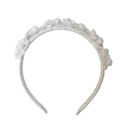 Cerchietto raso bianco con fiori - immagine 2