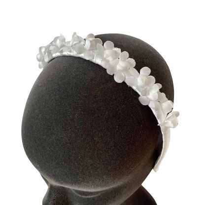 Cerchietto raso bianco con fiori - immagine 3
