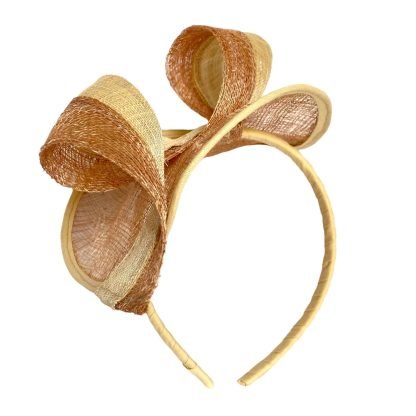 Fascinator Paglia Naturale Nude con doppia voluta e cerchietto