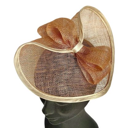 Fascinator Paglia Naturale Nude con disco, fiocco e cerchietto - immagine 2