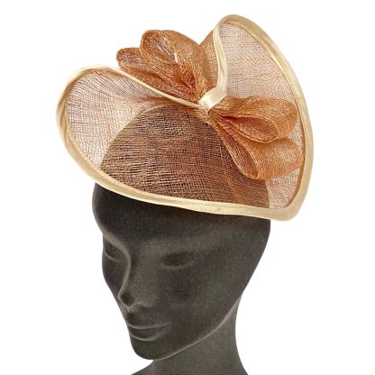 Fascinator Paglia Naturale Nude con disco, fiocco e cerchietto - immagine 3