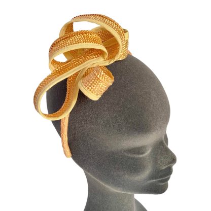 Fascinator Paglia Carta Pesca con decorazione e cerchietto - immagine 2
