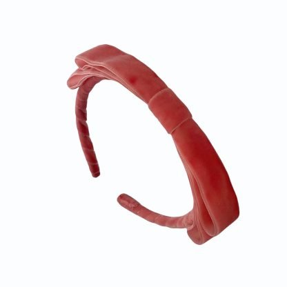 Cerchietto Fiocco sottile in velluto rosa