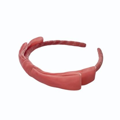 Cerchietto Fiocco sottile in velluto rosa - immagine 2