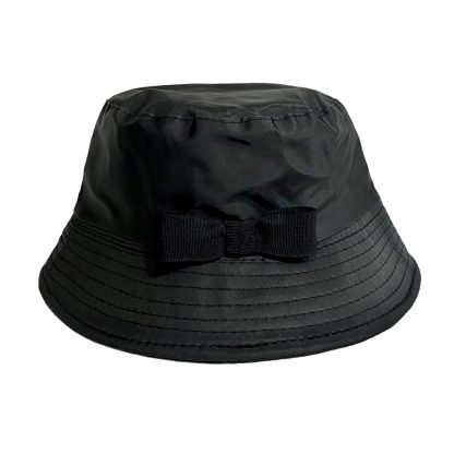 Cappello Impermeabile Nero con fiocco gros grain nero