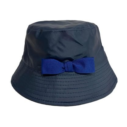 Cappello Impermeabile Blu con fiocco gros grain blu