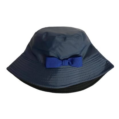Cappello Impermeabile Blu con fiocco gros grain blu - immagine 2