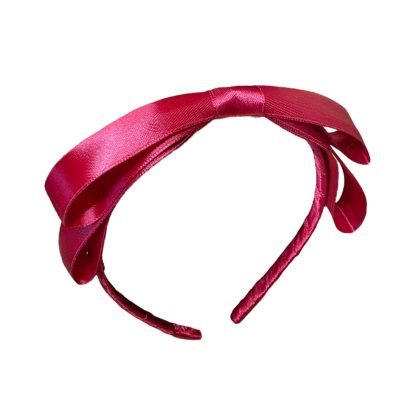 Cerchietto Fiocco sottile in raso bordeaux - immagine 2