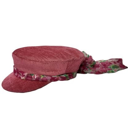 Virginia Berretto Visiera Puro Cotone rosa antico con fascia multifunzionale