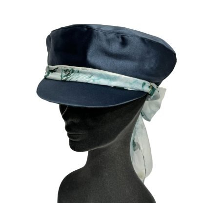 Virginia Berretto Visiera Raso blu con fascia multifunzionale - immagine 3