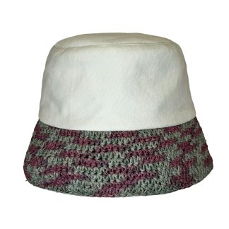 Marzia Bucket Hat puro cotone bianco e carta bicolore