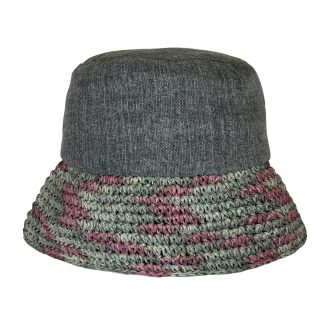 Marzia Bucket Hat puro cotone grigio e carta bicolore