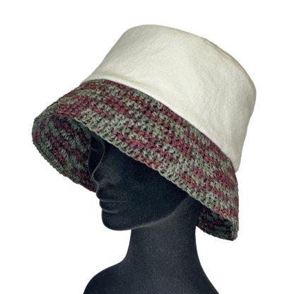 Marzia Bucket Hat puro cotone bianco e carta bicolore - immagine 2