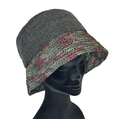 Marzia Bucket Hat puro cotone grigio e carta bicolore - immagine 2
