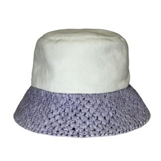 Marzia Bucket Hat puro cotone bianco e carta lilla