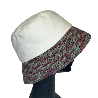 Marzia Bucket Hat puro cotone bianco e carta bicolore - immagine 3