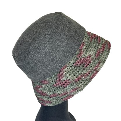 Marzia Bucket Hat puro cotone grigio e carta bicolore - immagine 3