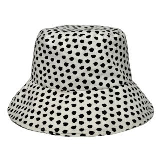 Marzia Bucket Hat in puro cotone bianco fantasia a pois