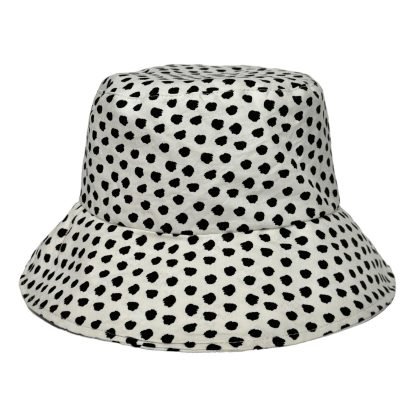 Marzia Bucket Hat in puro cotone bianco fantasia a pois