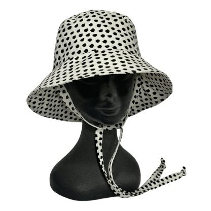 Marzia Bucket Hat in puro cotone bianco fantasia a pois - immagine 3