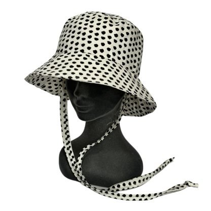 Marzia Bucket Hat in puro cotone bianco fantasia a pois - immagine 2