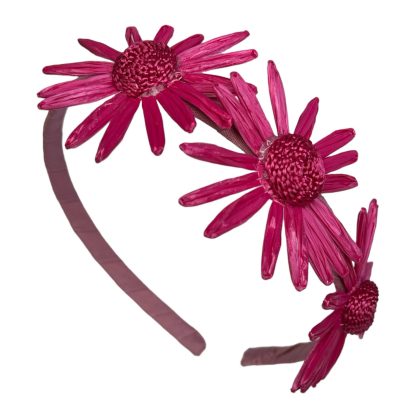 Cerchietto Flower in cotone e rafia fucsia - immagine 2