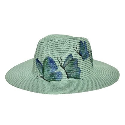 Butterfly Fedora Carta verde acqua