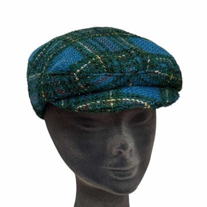 Clelia Coppola Tweed pura lana indaco a quadri bouclè lurex - immagine 2