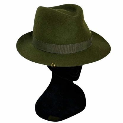 Clara Fedora Verde con nastro in gros grain e spilla - immagine 5