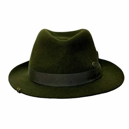 Clara Fedora Verde con nastro in gros grain e spilla - immagine 2