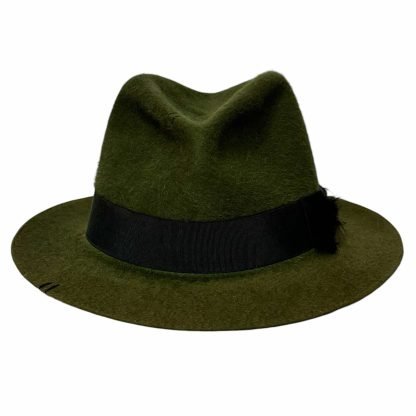 Priscilla Fedora Verde con nastro in gros grain e piuma - immagine 2