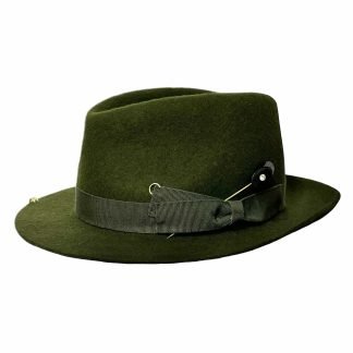 Clara Fedora Verde con nastro in gros grain e spilla