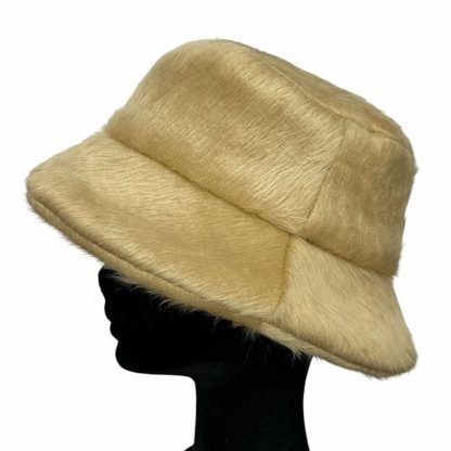 Emily Bucket Hat in pura lana cammello a pelo lungo - immagine 2