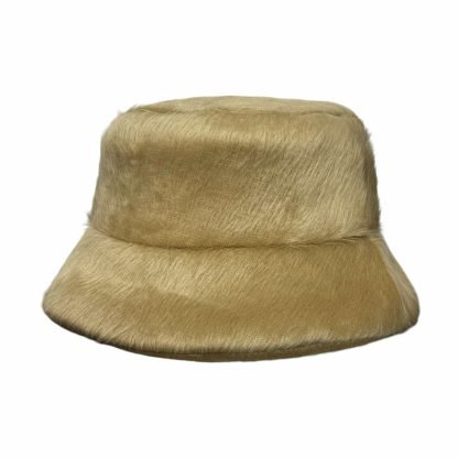Emily Bucket Hat in pura lana cammello a pelo lungo