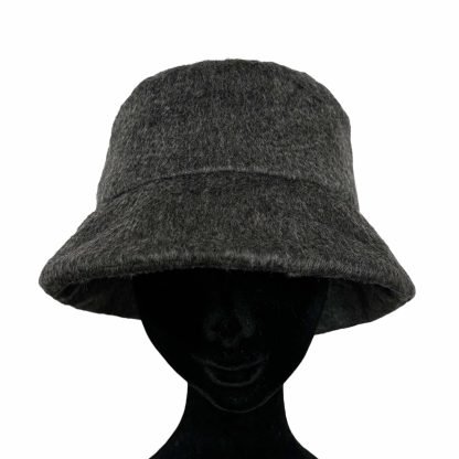 Emily Bucket Hat in pura lana grigio a pelo lungo - immagine 2