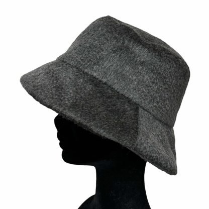 Emily Bucket Hat in pura lana grigio a pelo lungo - immagine 3