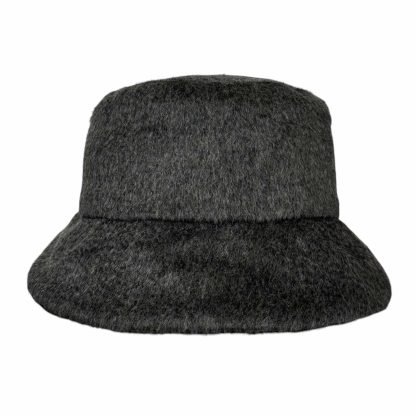 Emily Bucket Hat in pura lana grigio a pelo lungo