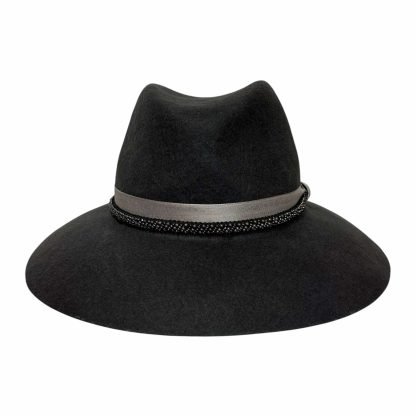 Clara Fedora Grigio Scuro con doppio nastro e perline - immagine 2