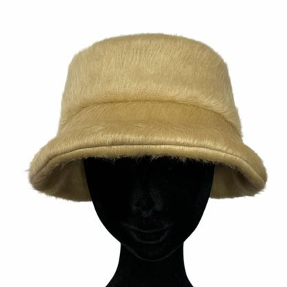 Emily Bucket Hat in pura lana cammello a pelo lungo - immagine 3