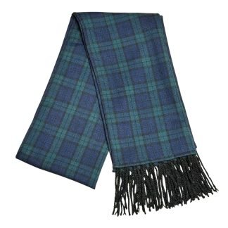Sciarpa Tartan Pura Lana quadri piccoli verdi e blu con frange