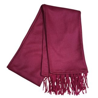 Sciarpa in Pura Lana rosso porpora con frange