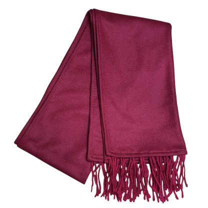 Sciarpa in Pura Lana rosso porpora con frange