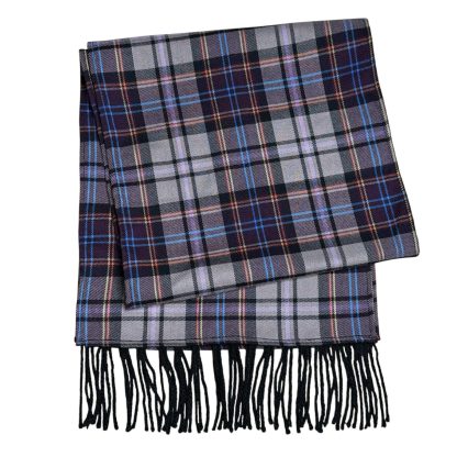 Sciarpa Tartan Pura Lana multicolore con frange - immagine 2