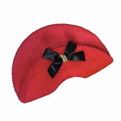 Olivia Basco Rosso con fiocco nero in raso e catenella - immagine 2