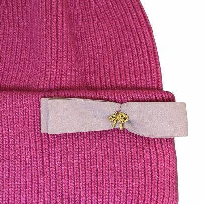 Alice Berretto Fucsia con fiocco e dettaglio dorato - immagine 2
